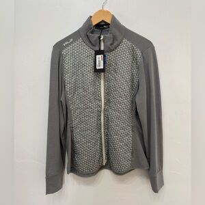 RLX Ralph Lauren Gray and White Women's Zip Jacket, New with Tags, Size Large